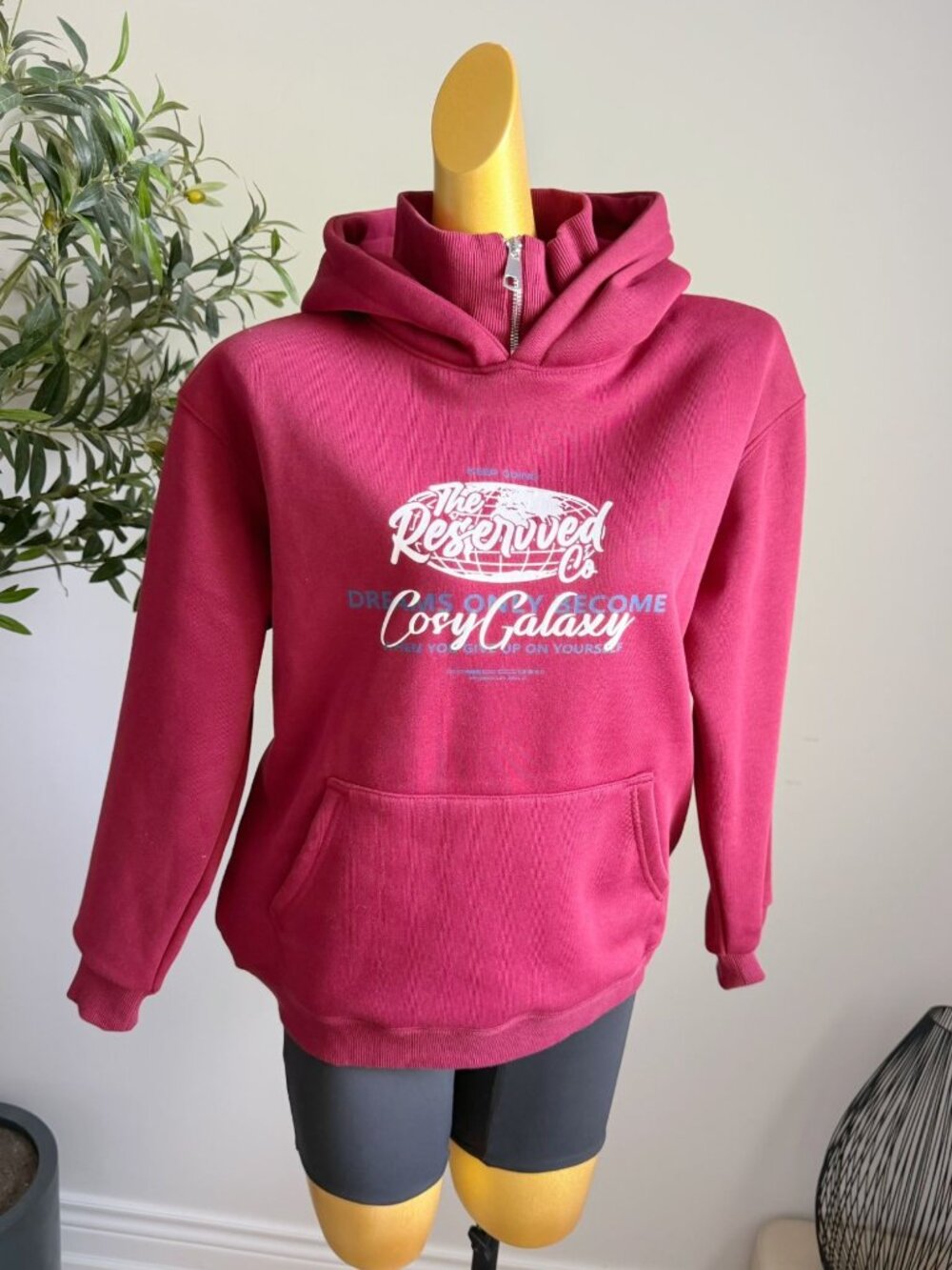Burgundy Heavyweight Fleece Oversized Graphic Hoodie M
